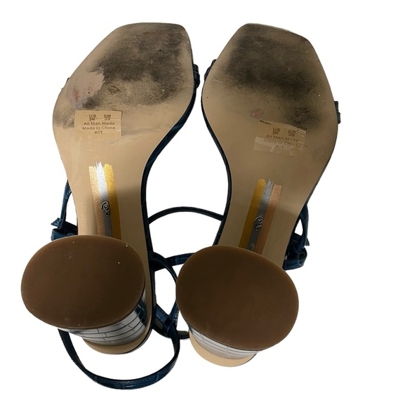 SAM EDELMAN Heels Kit Slingback Block Heel Sandal Wild Indigo Croc Embossed - Picture 6 of 6